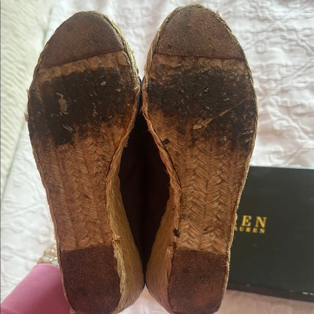 Lauren Ralph Lauren Black Espadrille Wedge Sandals